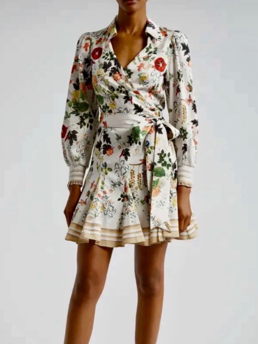 Alice + Olivia Alisa Vanilla Kiss Faux Wrap Shirt Mini Dress NWT Sz 8 - Picture 4 of 16